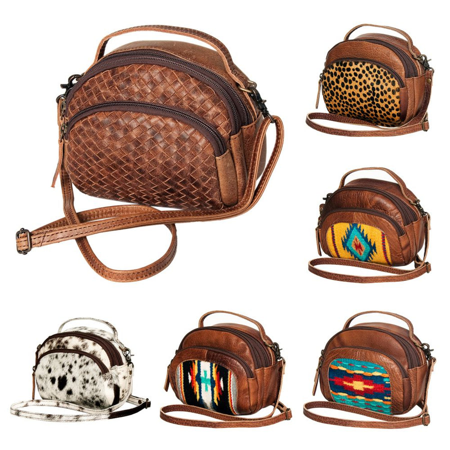 American Darling Cross body Bag, Handcrafted Woven Genuine Leather, Vegetable Tanned Western Purse with YKK Zipper