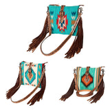 American Darling Cross Body Saddle Blanket Fabric Genuine Leather Western Women Bag | Black Handbag Purse Crossbody for Cute