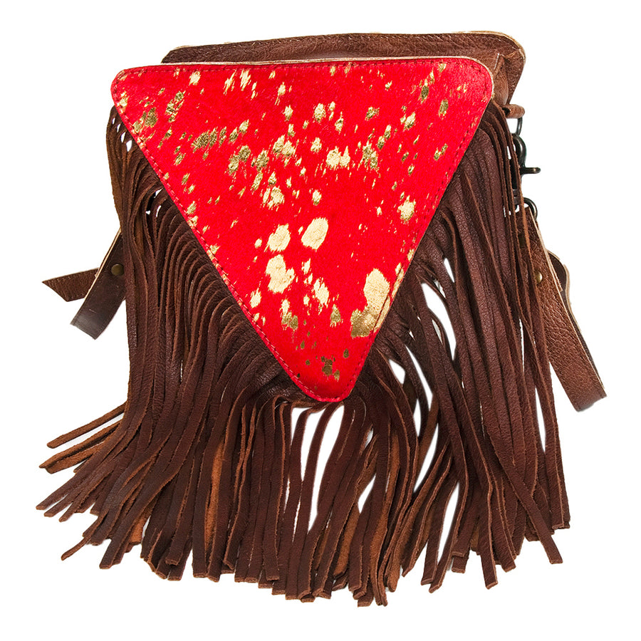 American Darling Cross body Bag, Genuine Leather Western Purse with Hair-On Cowhide, Handcrafted Fringes & YKK Zipper