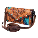 American Darling Messenger Saddle Blanket Fabric Genuine Leather Western Women Bag Handbag Purse | Cute