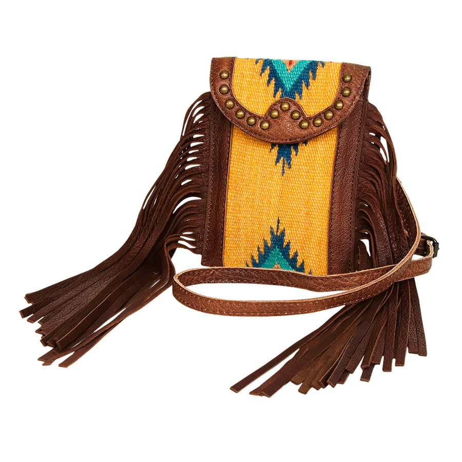 American Darling Cell phone holder, Hair-On Cowhide & Genuine Vegetable-Tanned Leather, Small Western Crossbody Purse