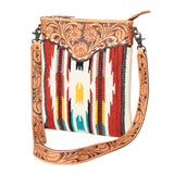 American Darling Cross Body Saddle Blanket Fabric Genuine Leather Western Women Bag | Handbag Purse Crossbody for Cute