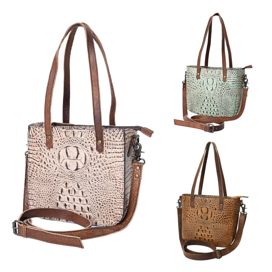 American Darling Tote Bag Crocodile Embossed Genuine Leather Western Handbag for Women Handcrafted Shoulder Bag