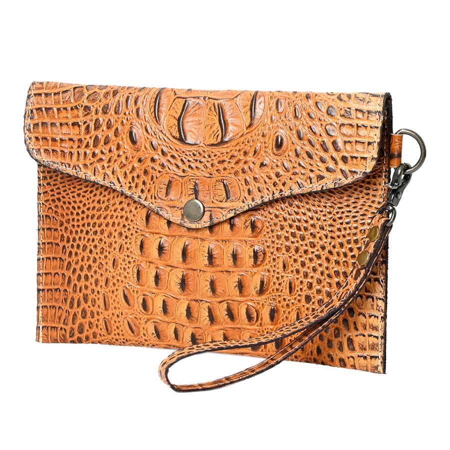 American Darling Western Leather Coin purse, Crocodile Embossed Genuine Leather, Eco-Friendly Handcrafted Small Pouch