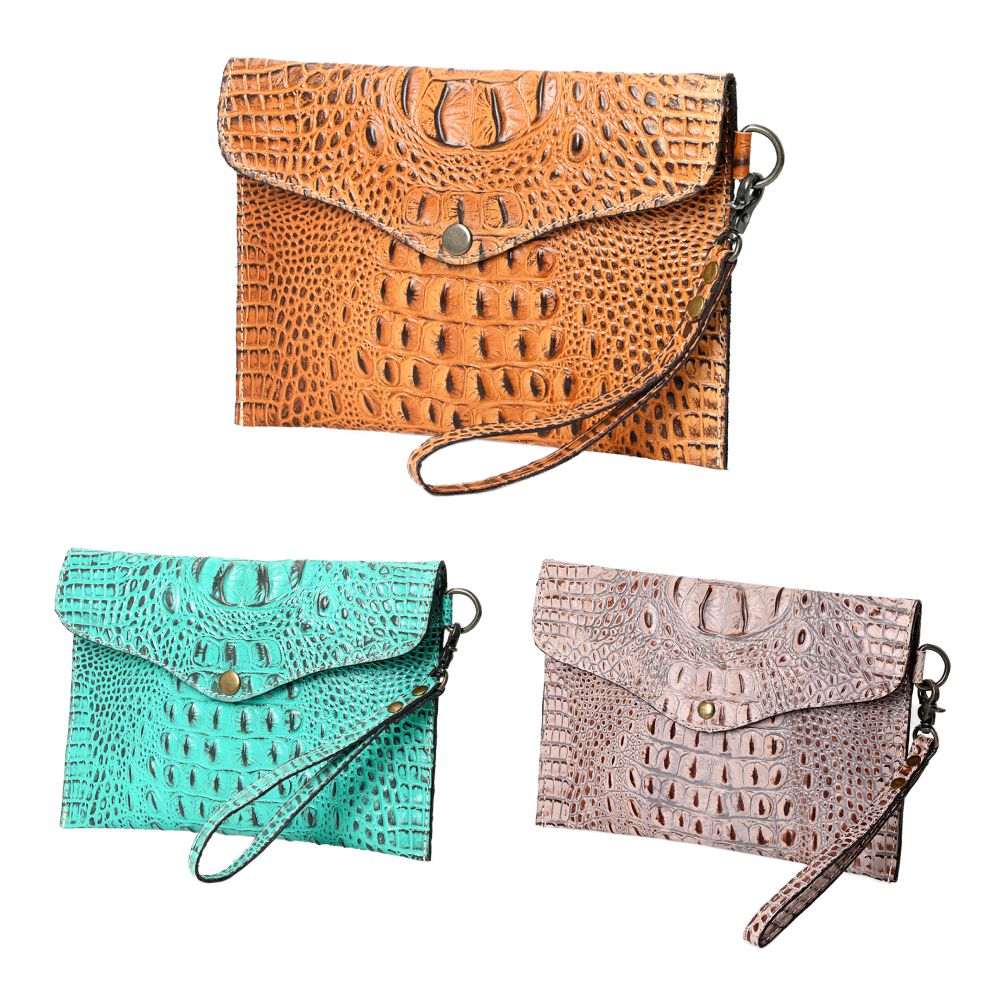 American Darling Coin Purse Crocodile Embossed Genuine Leather Western Women Bag | Handbag Wallet Purses