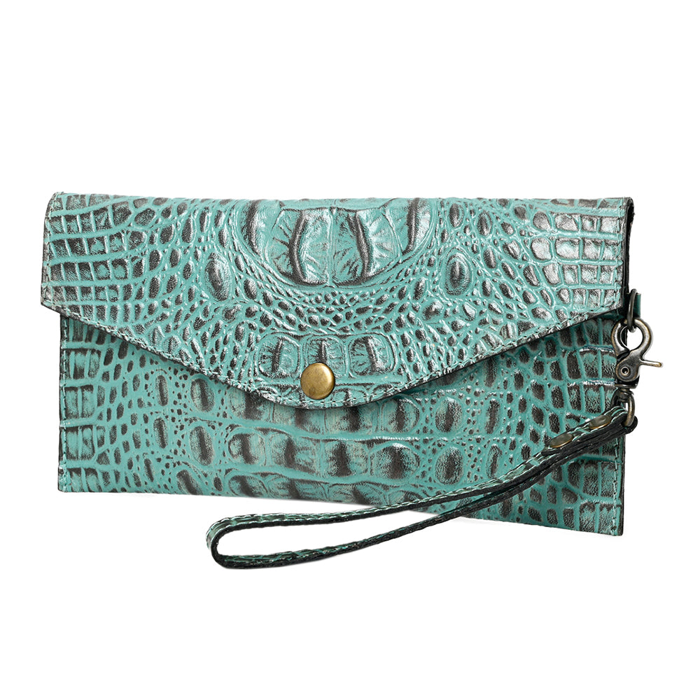 American Darling Coin Purse Crocodile Embossed Genuine Leather Western Women Bag | Handbag Wallet Purses