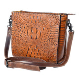 American Darling Messenger Crocodile Embossed Genuine Leather Western Women Bag Handbag Purse | Cute