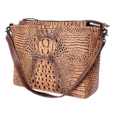 American Darling Messenger Crocodile Embossed Genuine Leather Western Women Bag Handbag Purse | Cute