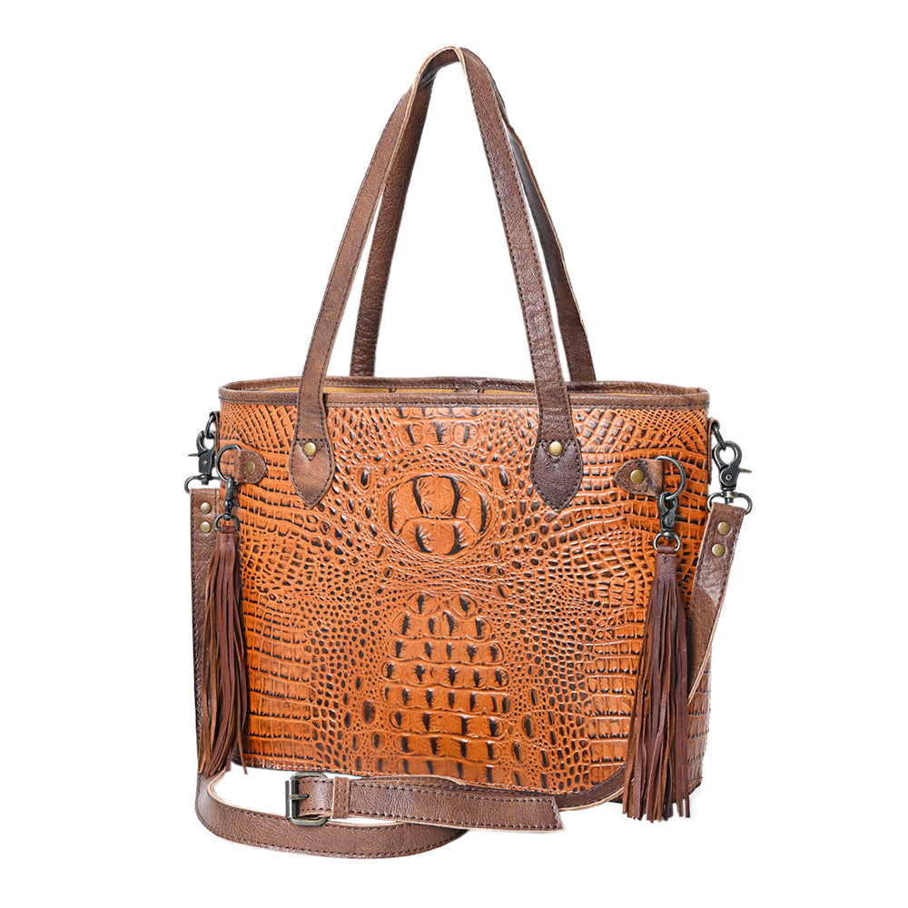 American Darling Tote Crocodile Embossed Genuine Leather Western Women Bag Handbag | for Cute Laptop