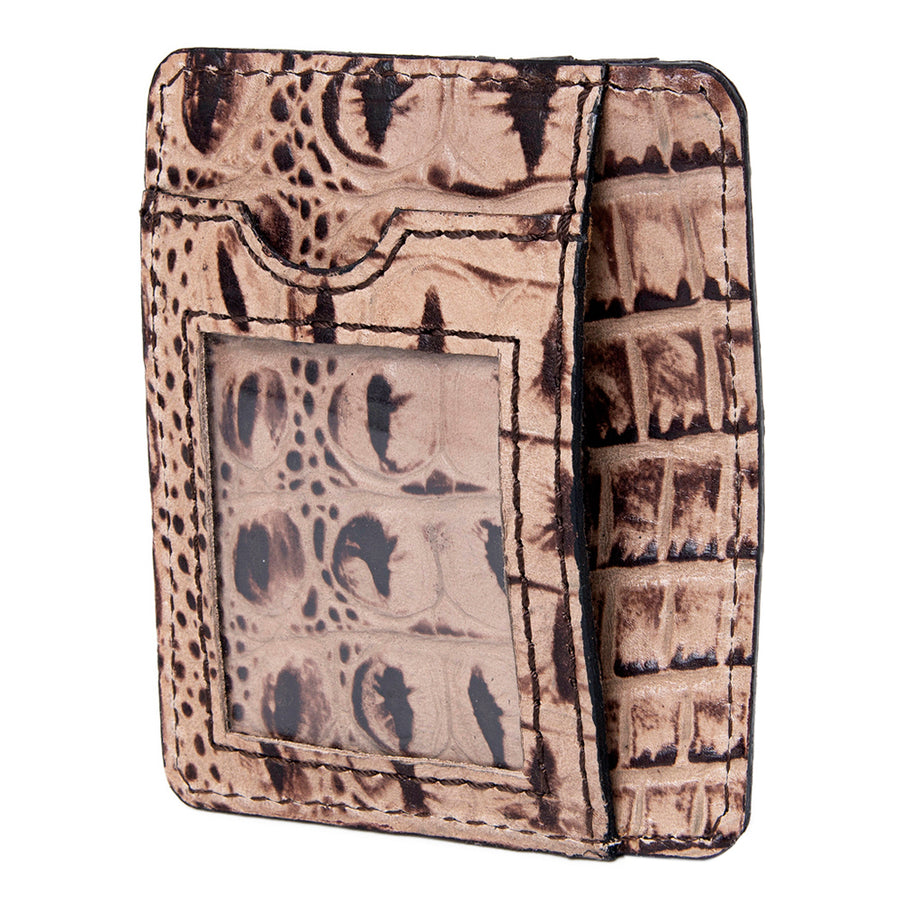 American Darling Western Card-Holder, Crocodile Embossed Full Grain Genuine Leather, Eco-Friendly Handcrafted Mini Wallet