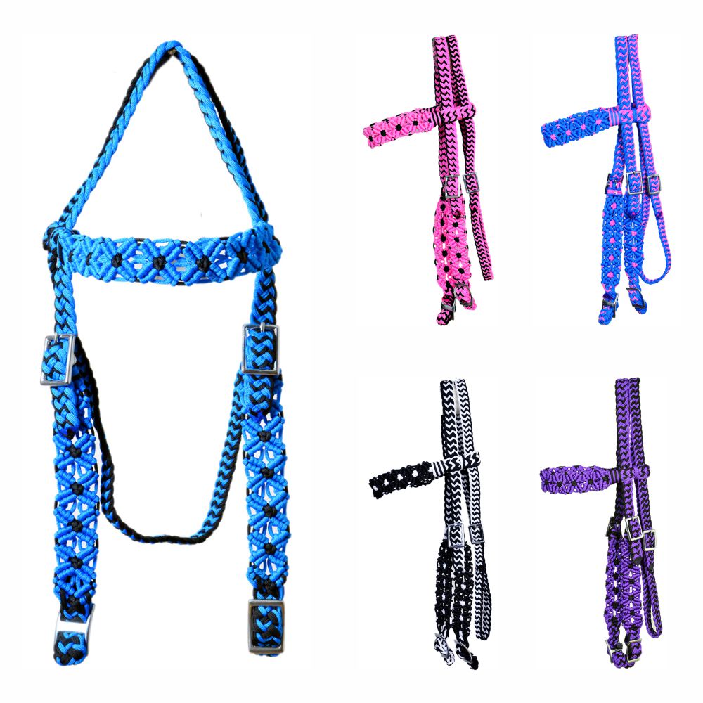 Horse Bridle Headstall Flat Braided Paracord Hilason