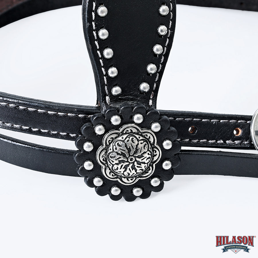 HILASON Western Horse Concho American Leather Headstall Tan | for Horses