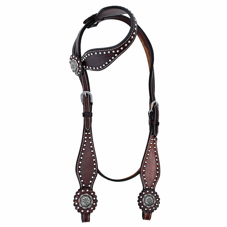 HILASON Western Horse Concho American Leather Headstall Tan | for Horses
