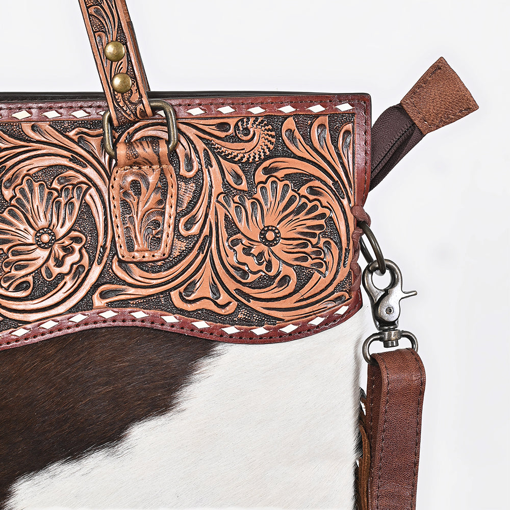 American Darling Messenger Beautifully Hand Tooled Hair on Genuine Leather women handbag