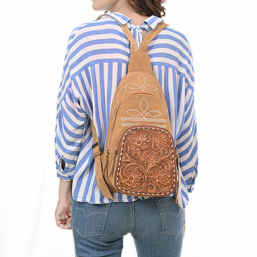 American Darling Sling Hand Tooled Genuine Leather Suede bag | Fanny Pack for Women
