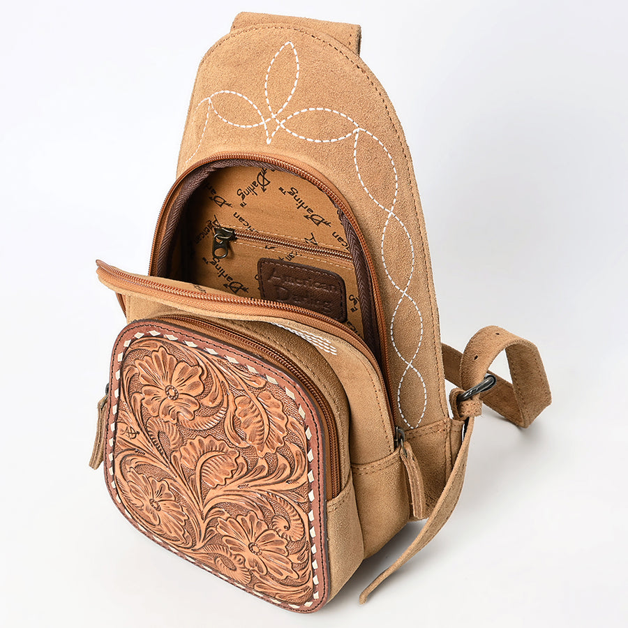 American Darling Sling Hand Tooled Genuine Leather Suede bag | Fanny Pack for Women