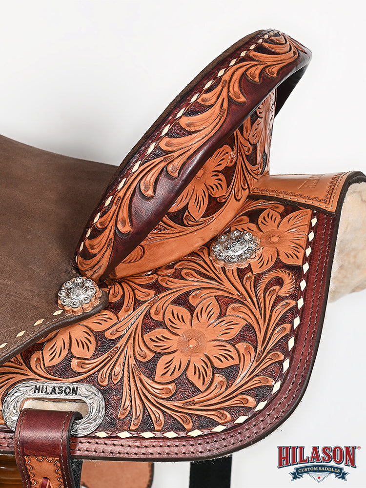 Flex Tree Western Horse Saddle In American Leather Barrel Trail Hilason