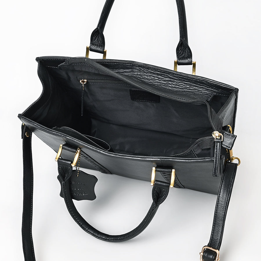 Never Mind Briefcase Genuine Leather Women Bag Western Handbag Purse