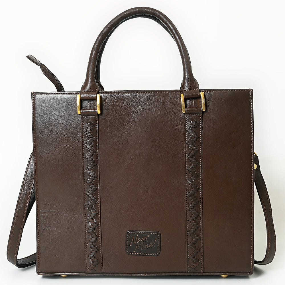 Never Mind Briefcase Genuine Leather Women Bag Western Handbag Purse