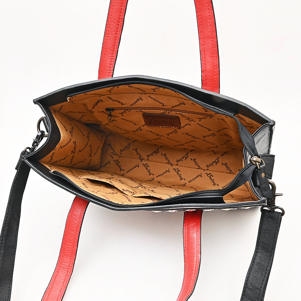 American Darling Tote Hand Printed Genuine Leather Women Bag Western Handbag Purse