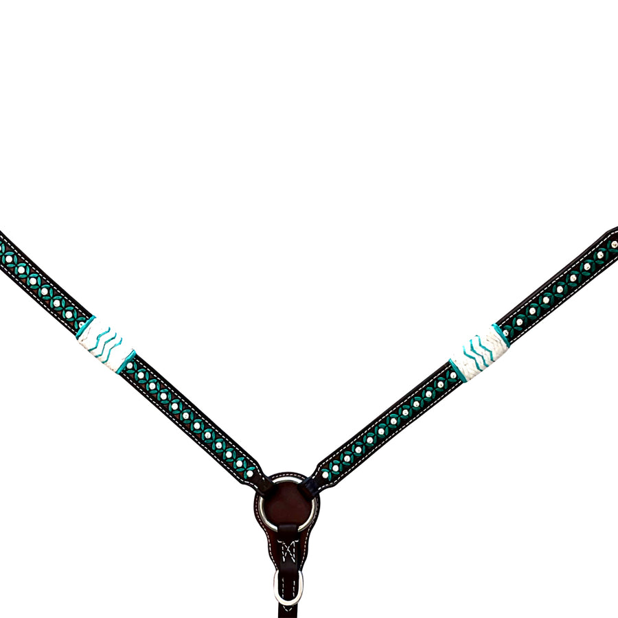 Hilason Western Horse Hand Painted American Leather Tack Set Rawhide Braided Brown