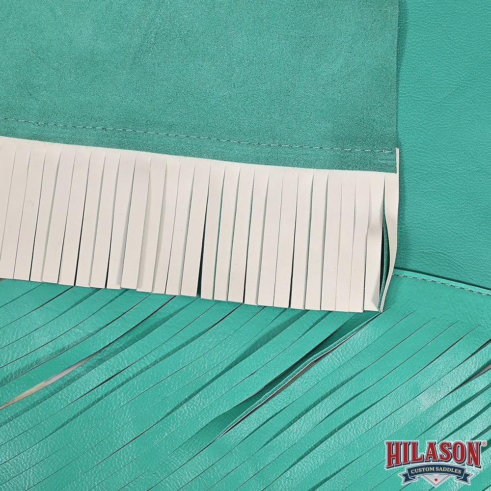 HILASON Pro Rodeo Bull Riding Chaps Genuine Leather Turquoise