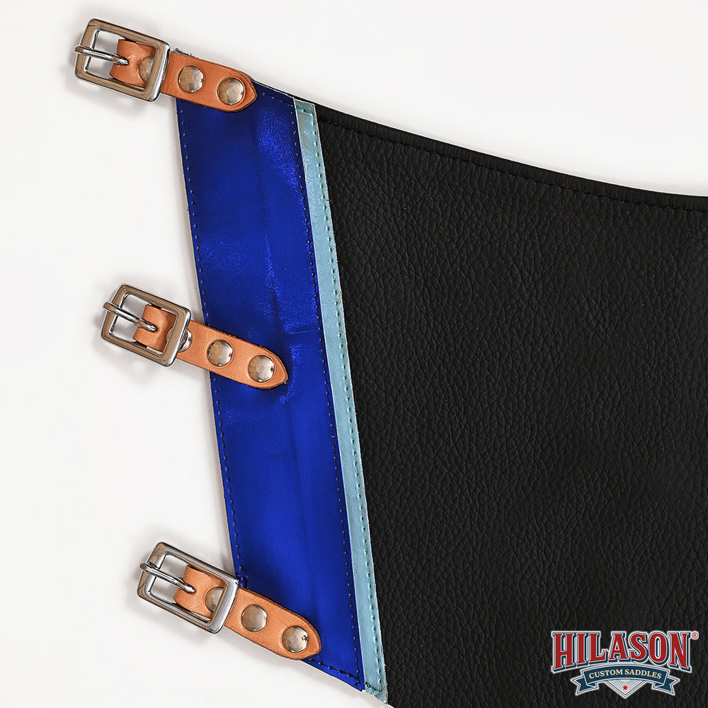 HILASON Pro Rodeo Bull Riding Chaps Genuine Leather Black