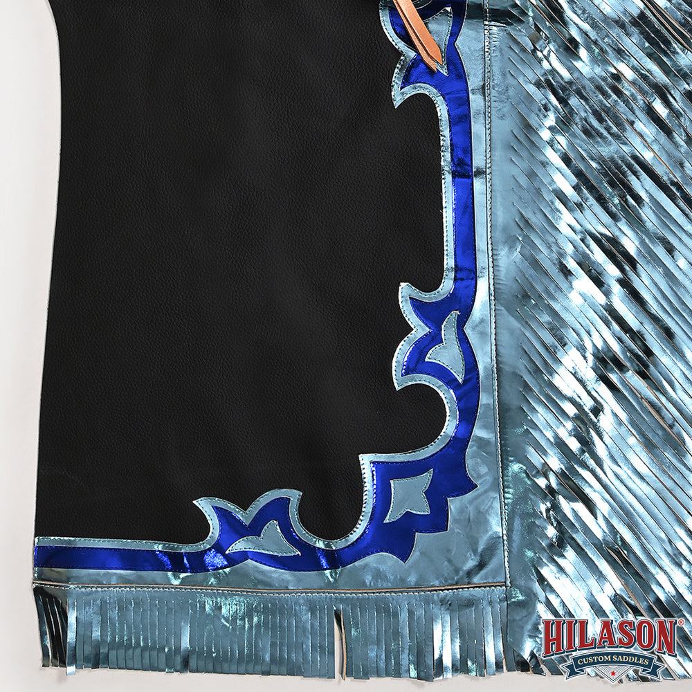 HILASON Pro Rodeo Bull Riding Chaps Genuine Leather Black
