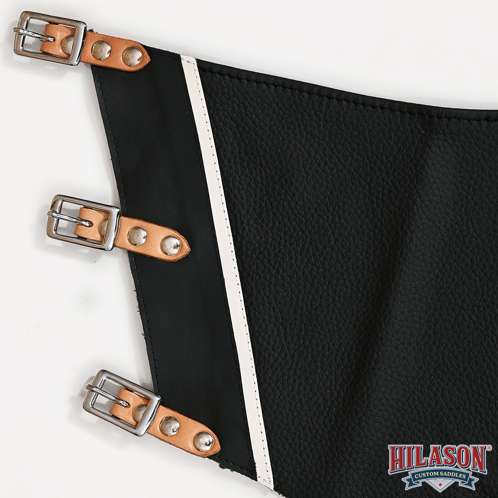 HILASON Pro Rodeo Bull Riding Chaps Genuine Leather Black