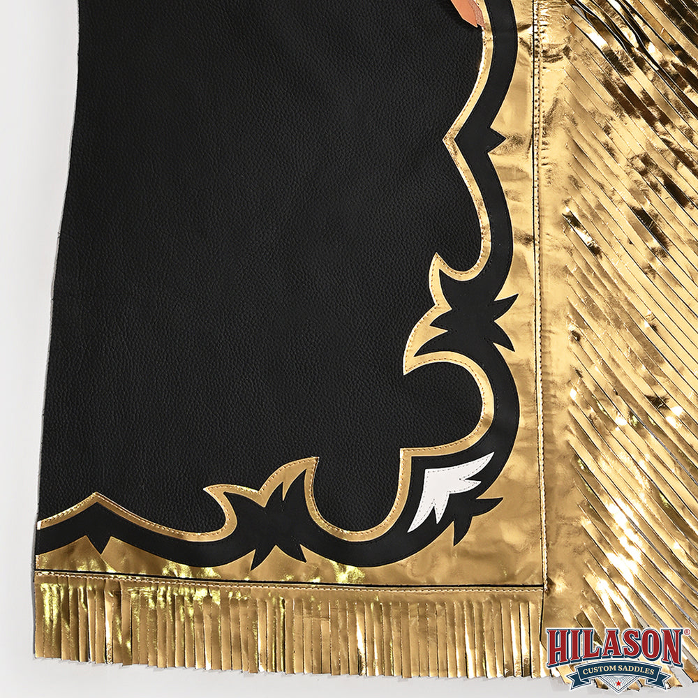 HILASON Pro Rodeo Bull Riding Chaps Genuine Leather Black