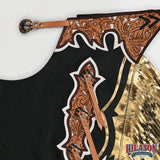 HILASON Pro Rodeo Bull Riding Chaps Genuine Leather Black