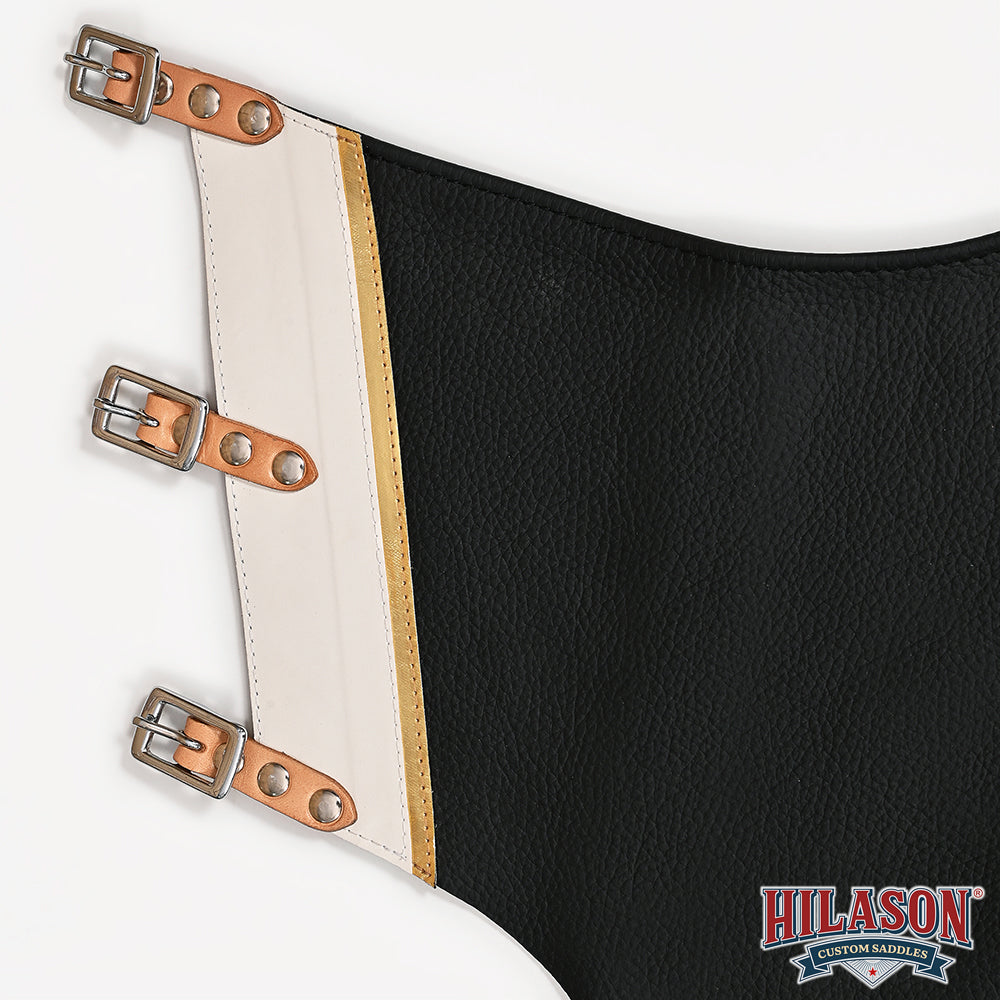 HILASON Pro Rodeo Bull Riding Chaps Genuine Leather Black