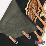 HILASON Pro Rodeo Bull Riding Chaps Genuine Leather Black