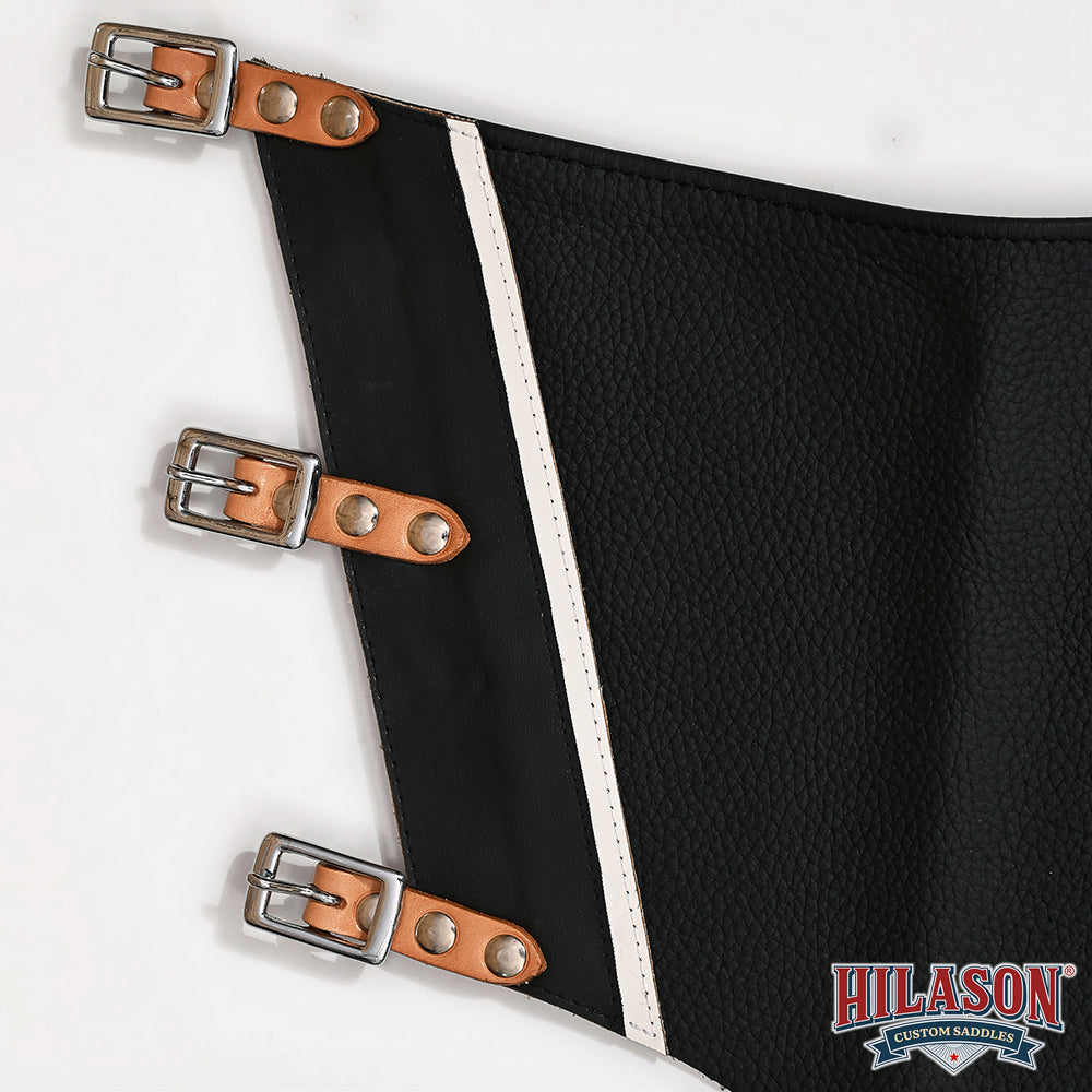 HILASON Pro Rodeo Bull Riding Chaps Genuine Leather Black