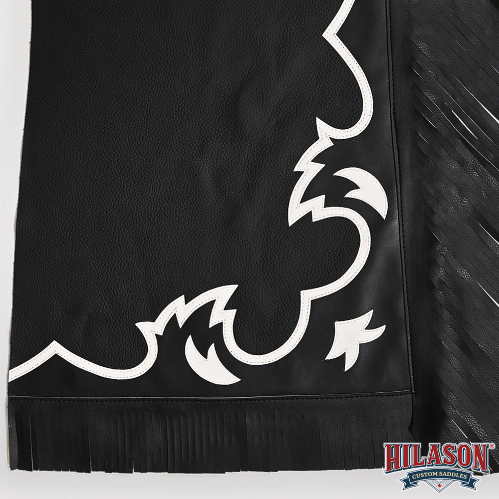 HILASON Pro Rodeo Bull Riding Chaps Genuine Leather Black