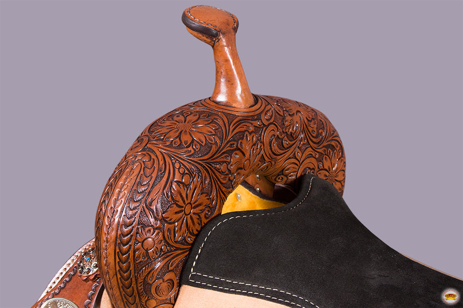 HILASON Western Horse Saddle American Leather Trail Barrel Brown
