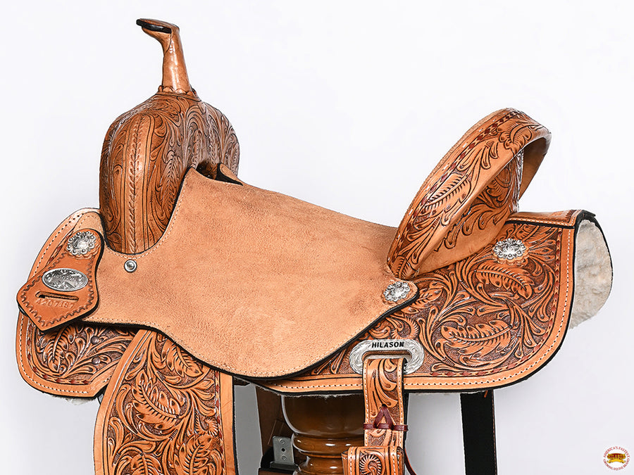 HILASON Flex Tree Western Horse Saddle in American Leather Barrel Trail | for Horses
