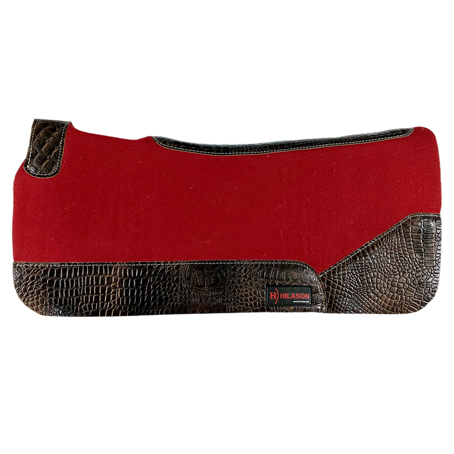 HILASON Western Wool Felt Horse Saddle Pad W/ Distressed Wear Leather | for Horses