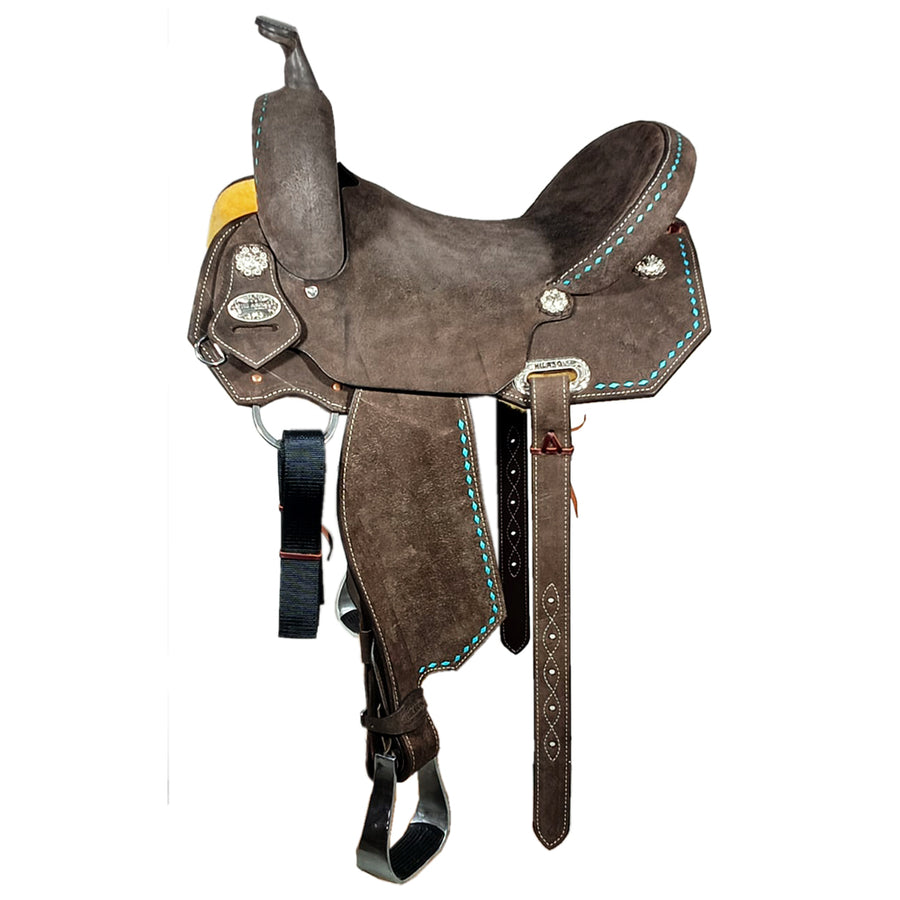 15 In Hilason Western Horse Barrel Racing Wooden Tree American Leather Saddle - Uhorse