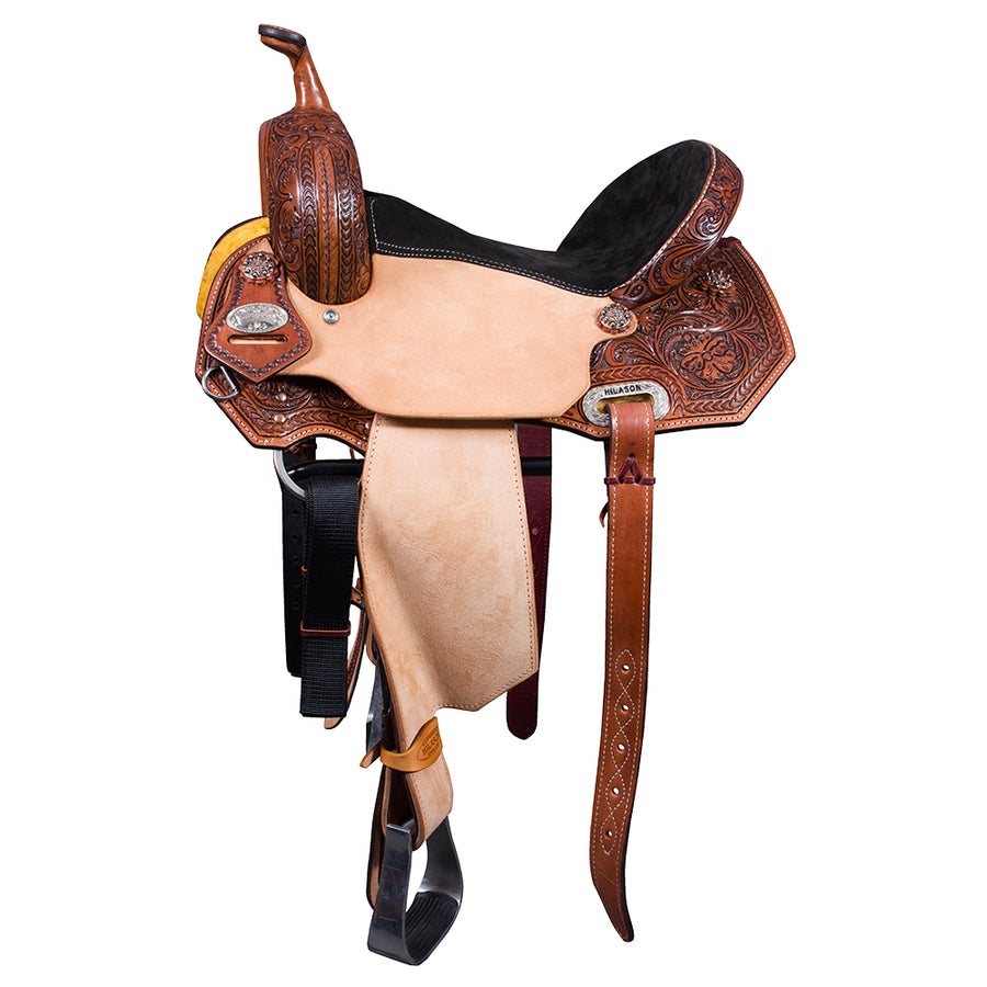 15 In Hilason Western Horse Barrel Racing Wooden Tree American Leather Saddle - Uhorse