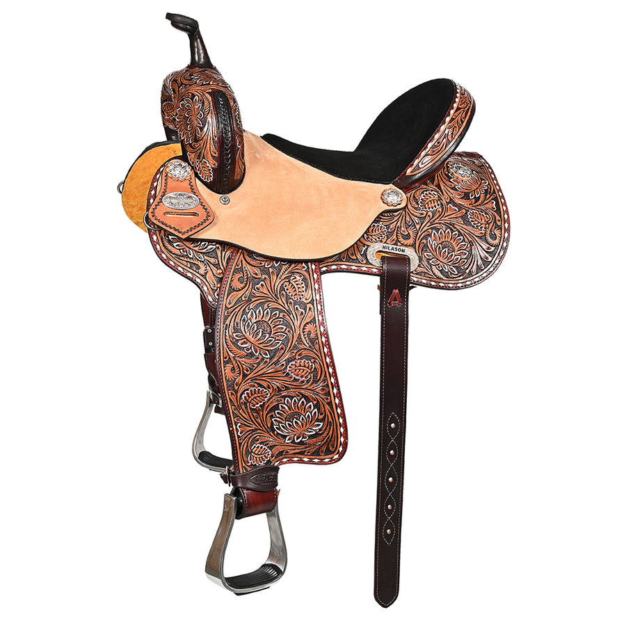 15 In Hilason Western Horse Barrel Racing Wooden Tree American Leather Saddle - Uhorse