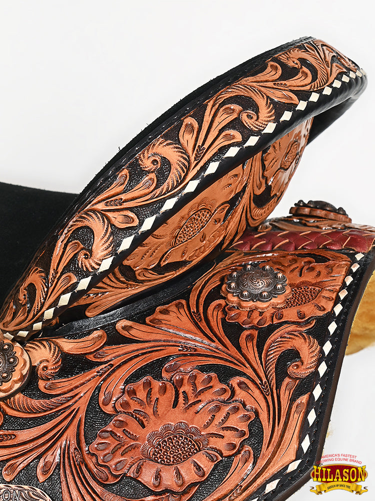 Hilason Western Horse Barrel Racing Wooden Tree American Leather Saddle