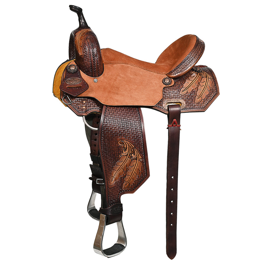 15 In Hilason Western Horse Barrel Racing Wooden Tree American Leather Saddle - Uhorse