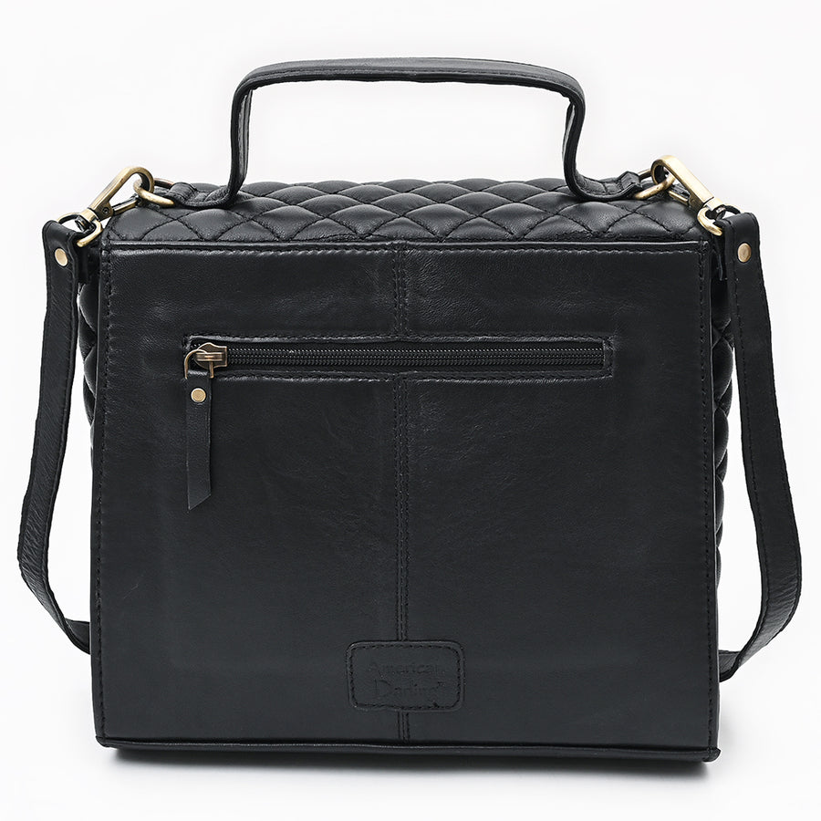 American Darling Quilted Leather Cross body Bag - Hand Woven Saddle Blanket Eco-Friendly Vegetable Tanned Full Grain Purse