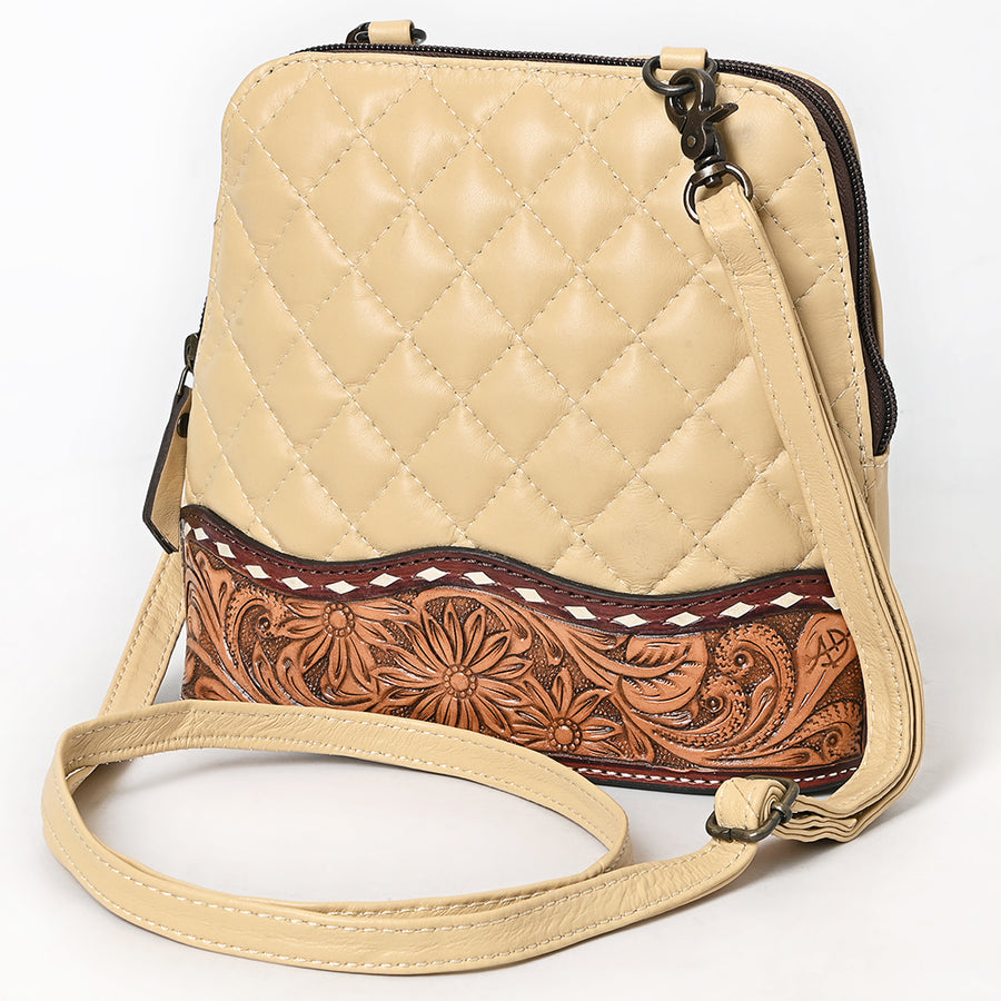 American Darling Quilted Leather Crossbody | Hand-Tooled Floral Accent Bag - Uhorse