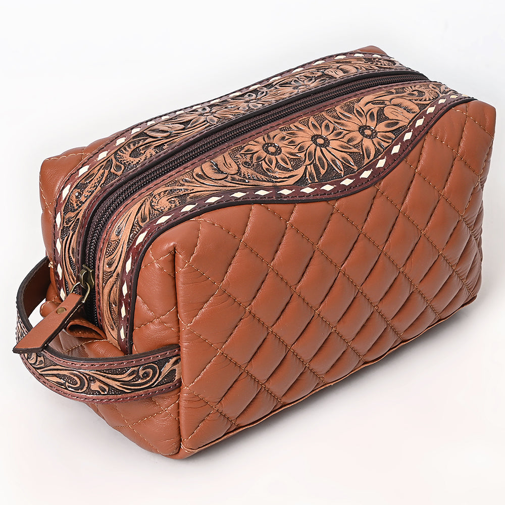 American Darling Toiletry Hand Tooled Genuine Western Leather Women Bag
