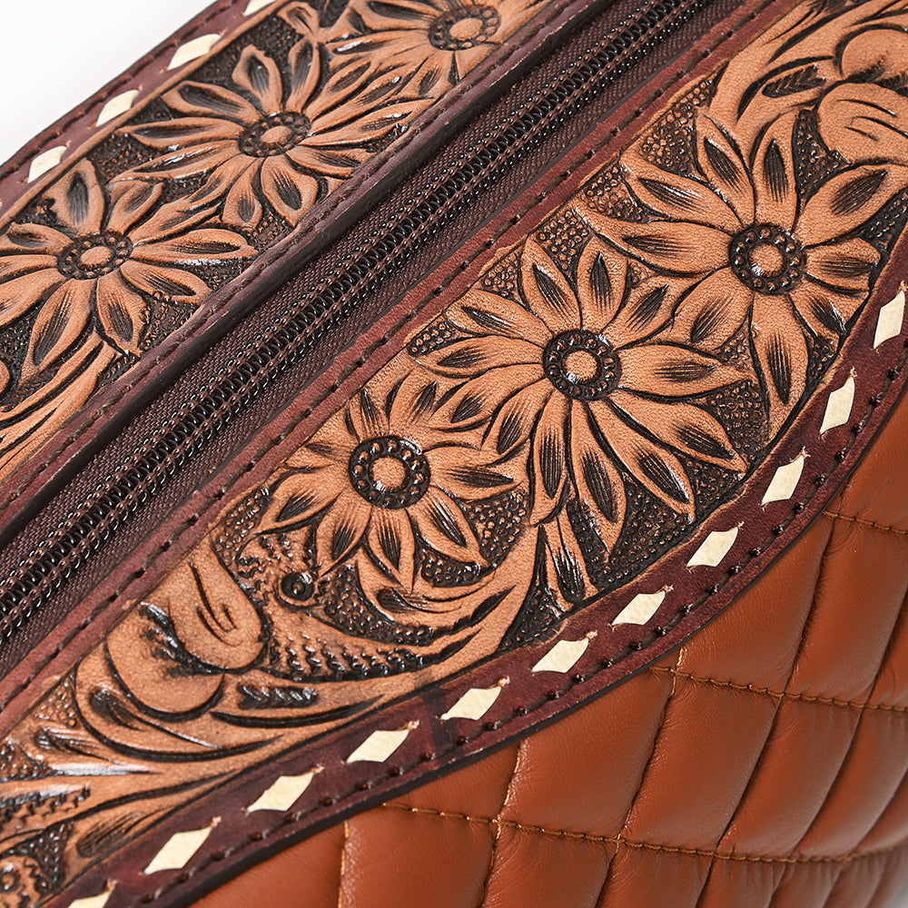 American Darling Toiletry Hand Tooled Genuine Western Leather Women Bag
