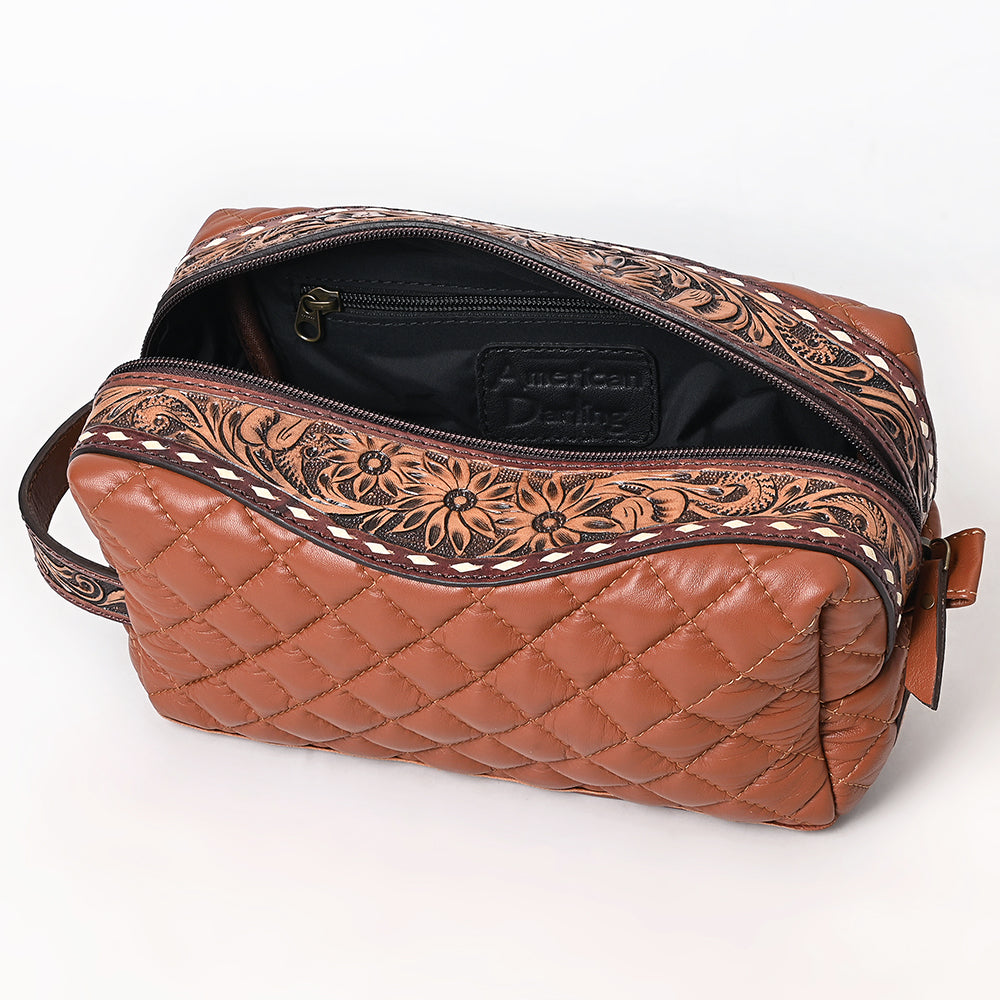 American Darling Toiletry Hand Tooled Genuine Western Leather Women Bag