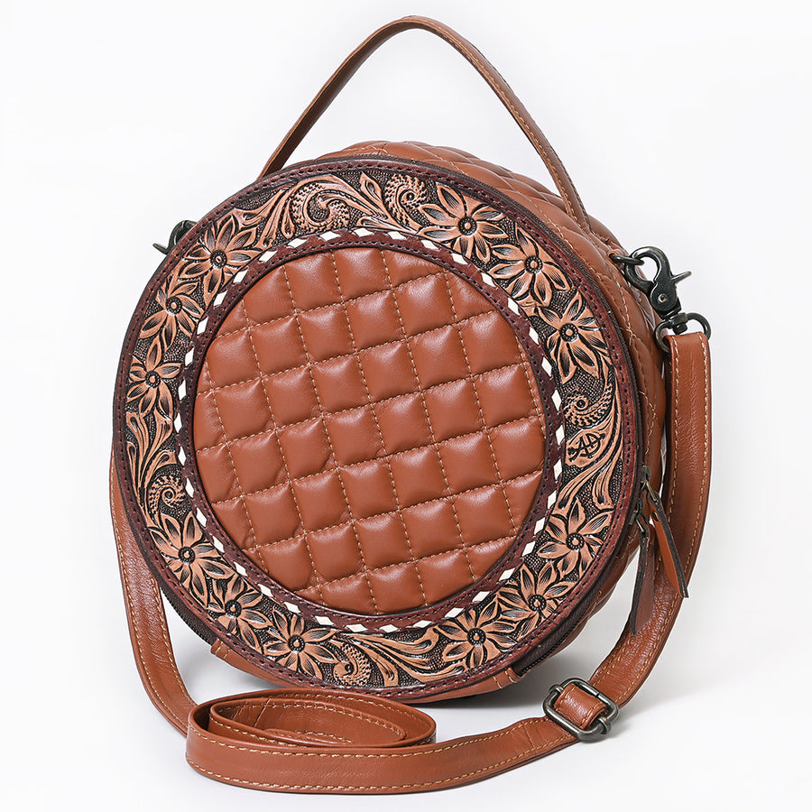 American Darling Quilted Leather Canteen Bag | Hand-Tooled Floral Crossbody - Uhorse