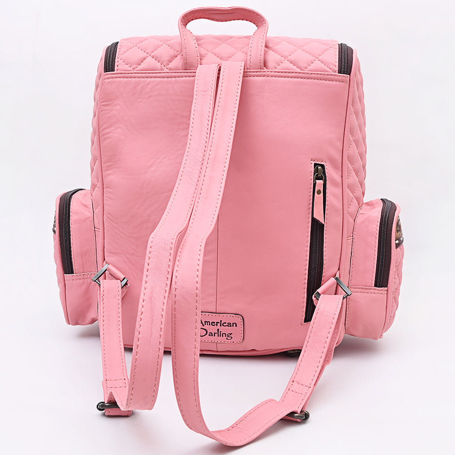 American Darling Genuine Leather Hand-Tooled Floral Quilted Backpack Bag Travel Purse with YKK Zipper